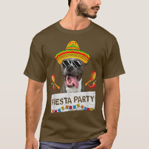 T-shirt Amusant Parti mignon Chien Taureau Portant Sombrer