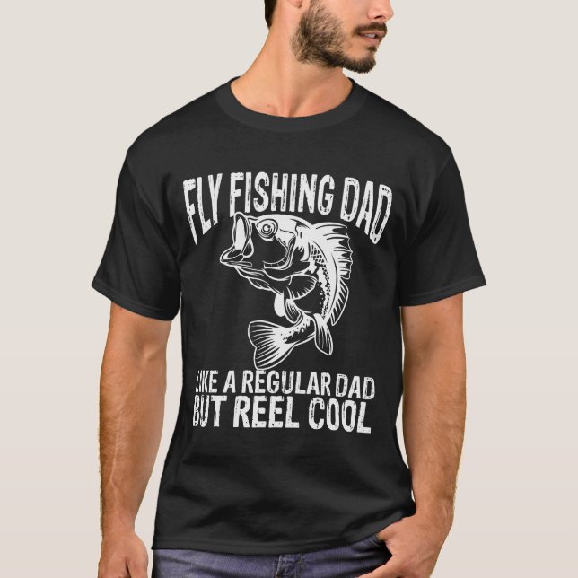 T-shirt Amusant pêche à la mouche papa cadeau sport basse  (Devant)