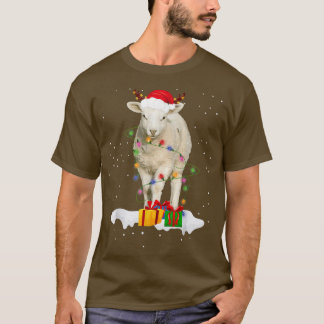 T-shirt Amusant Père Noël Sheep Animaux de Noël Lumières L
