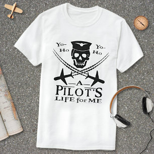 T-shirt Amusant pilote Skull Cross Airplanes Pirate Humour