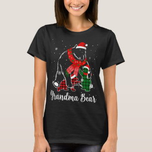 T-shirt Amusant Pyjama vert rouge plaid de grand-mère Ours
