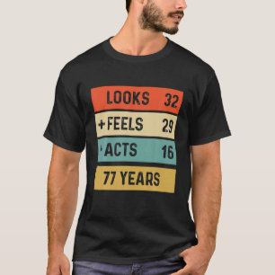 T-shirt Amusant Rétro 77E Anniversaire 77 Ans Né En 1944