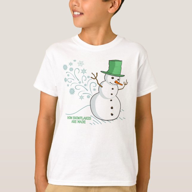 T-shirt Amusant Snowman Farts Snowflakes (Devant)