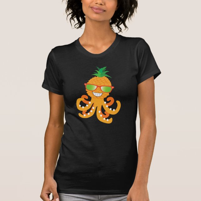 T-SHIRT AMUSANT SOURIRE DE L'OCTOPUS D'ANANANE TROPICALE E (Devant)