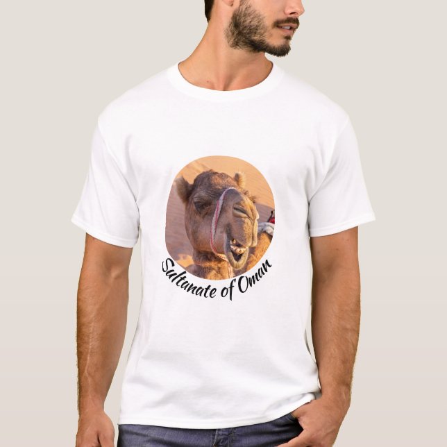 T-shirt Amusant Tête de chameau dans le désert d'Oman Wahi (Devant)