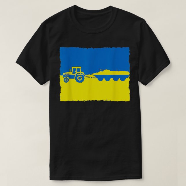 T-shirt Amusant Tracteur Agricole Ukrainien Volant Une Ta  (Design devant)