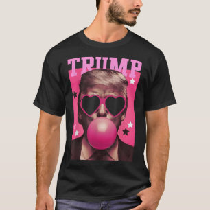 T-shirt Amusant Trump bulle gomme rose Sungl Coeur