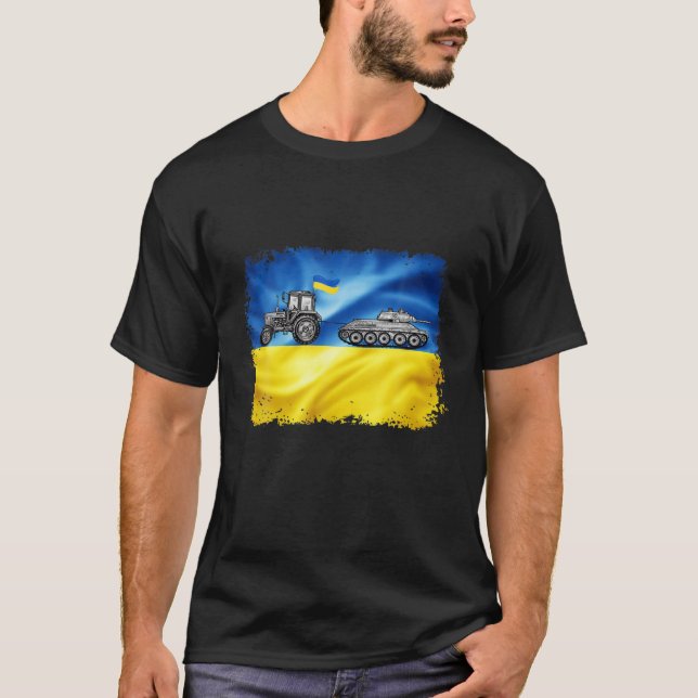 T-shirt Amusant ukrainien Tractor Tractor Tank Mème Ukrain (Devant)