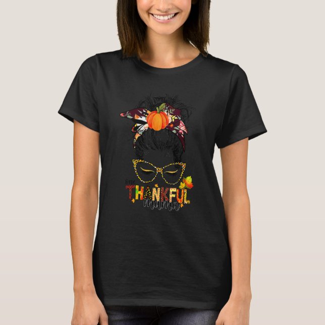 T-shirt Amusant Un Merci Mama Messy Bun Automne Que (Devant)