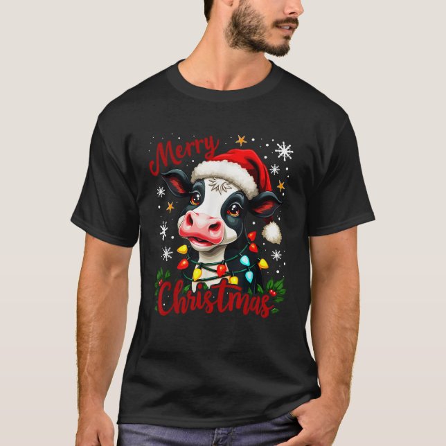 T-shirt Amusant Vache de Noël Costume animal de ferme Enfa (Devant)
