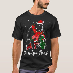 T-shirt Amusant Vert Rouge Plaid Papier Correspondant Ours