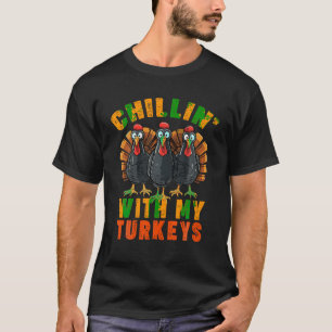 T-shirt Amusant Vintage Famille Thanksgiving Chillin Avec