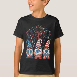T-shirt Amusante Américaine Gnomes Sungles Patriotique Usa