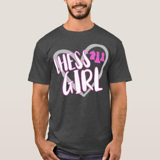 T-shirt Amusante Chess Girl Coeur Joueuse d'échecs