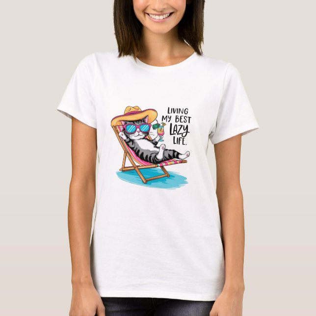 T-shirt Amusante Conception De Chat De Repose (Devant)