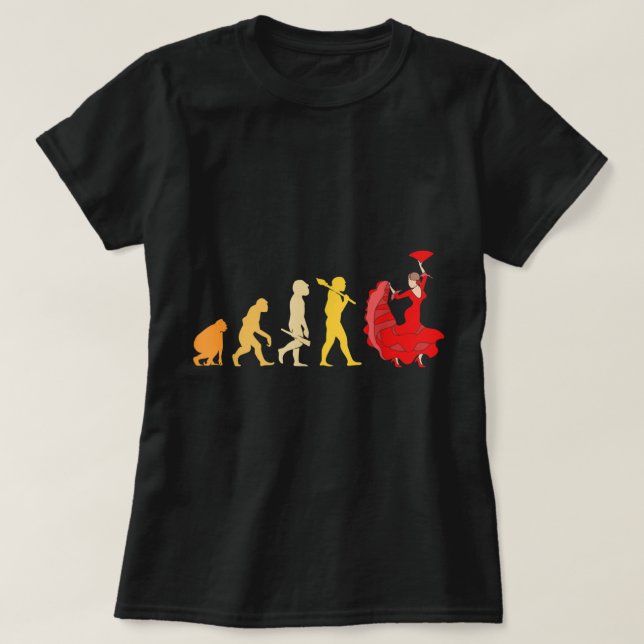 T-shirt Amusante évolution de la danse espagnole Flamenco (Design devant)