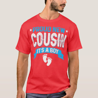 T-shirt Amusante Famille Genre Révéler Fier Nouveau Cousin