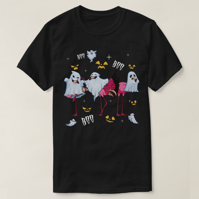T-shirt Amusante fête d'Halloween Flamant rose Boo (Design devant)