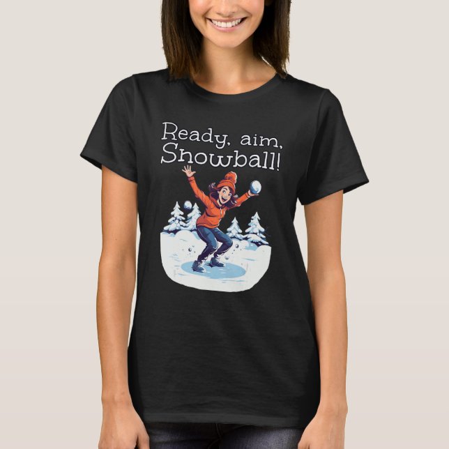 T-shirt Amusante fille prête à viser avec des boules de ne (Devant)