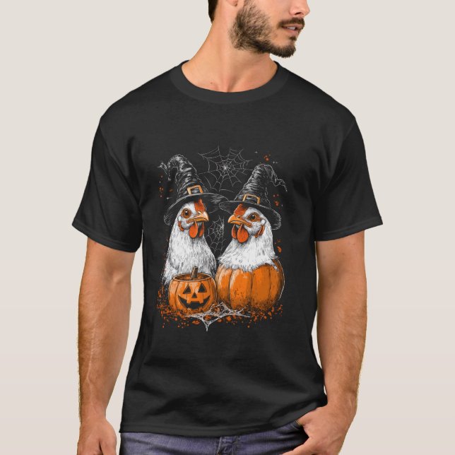 T-shirt Amusante sorcière de coqs de poulet Halloween Cost (Devant)