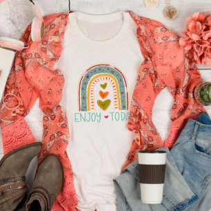 T-shirt Amusants Coeurs Arc-En-Ciel Profitez Aujourd'Hui I