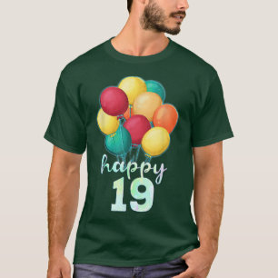 T-shirt Amusants Joyeux 19 ans Ballons colorés 19e anniver