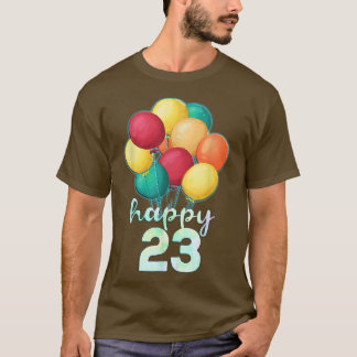 T-shirt Amusants Joyeux 23 ans Ballons colorés 23e anniver