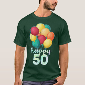 T-shirt Amusants Joyeux 50 ans Ballons colorés 50e anniver