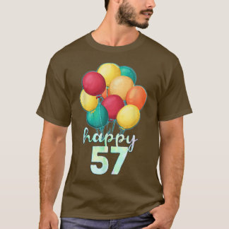T-shirt Amusants Joyeux 57 ans Ballons colorés 57e anniver