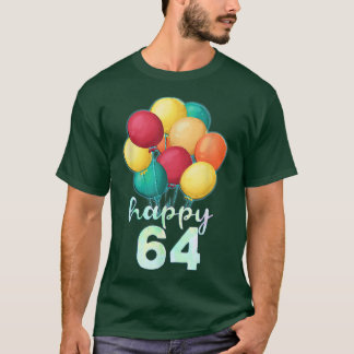 T-shirt Amusants Joyeux Ballons colorés de 64 ans 64e anni