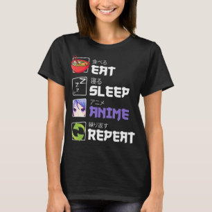 T-shirt Amusants Manger Sleep Anime Répéter Anime Japon Ma