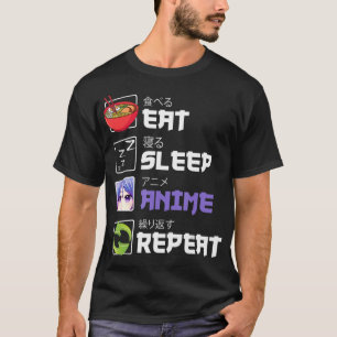 T-shirt Amusants Manger Sleep Anime Répéter Anime Japon Ma