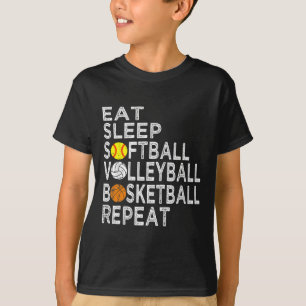 T-shirt Amusants Mangez Sleep Softball Volleyball Basketba