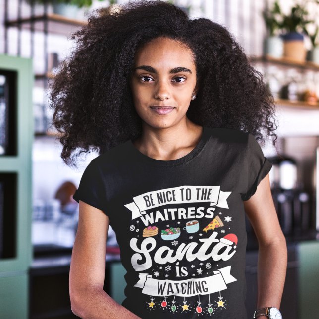 T-shirt Amusez-vous avec la serveuse que Père Noël regarde (Créateur téléchargé)
