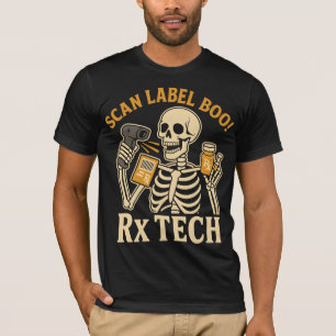 T-shirt Analyser Étiquette Boo Rx Tech Pharmacy Halloween