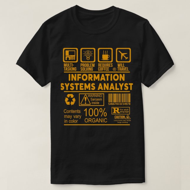 T-SHIRT ANALYSTE DES SYSTÈMES D'INFORMATION NICE DESIGN 20 (Design devant)