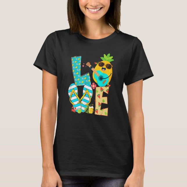 T-shirt Ananas Amour Déjeuner Dame Bonjour Vibes d'été (Devant)