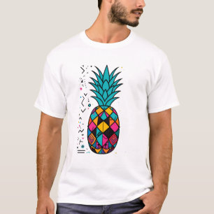 T-shirt Ananas Coloré dans un Motif Retro Memphis