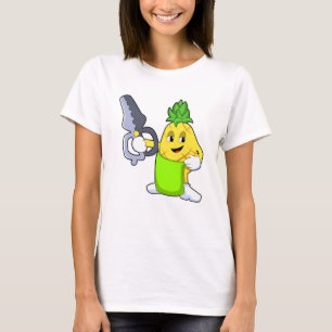 T-shirt Ananas comme coiffeur avec ciseaux et razor