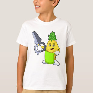 T-shirt Ananas comme coiffeur avec ciseaux et razor