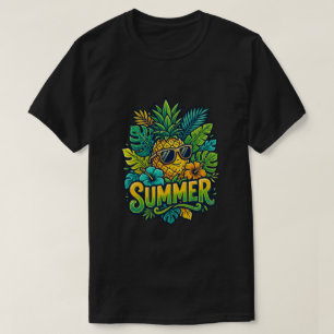 T-shirt Ananas Cool Avec Lunettes De Soleil - été mignon 