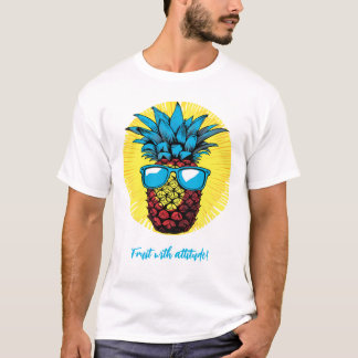 T-shirt Ananas dans le style pop art en lunettes bleues