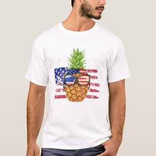 T-shirt Ananas drôle porter lunettes de soleil Drapeau amé