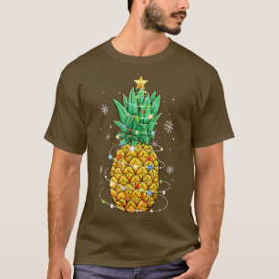 T-shirt Ananas Noël Pine Arbre Lumière Noël Mens Femme