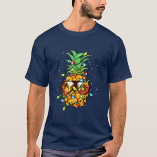 T-shirt Ananas Noël porter lunettes de soleil Lights pour