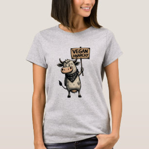 T-shirt Anarchie végane – Vache rebelle en protestation