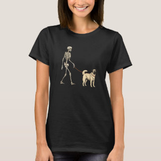 T-shirt Anatolian Shepherd Skeleton Dog Walking Halloween 