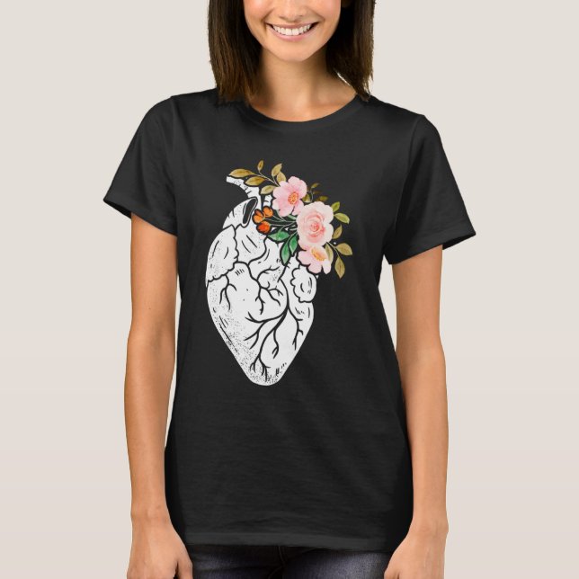 T-shirt Anatomical Heart Flowers Cardiologist Surgeon Surv (Devant)