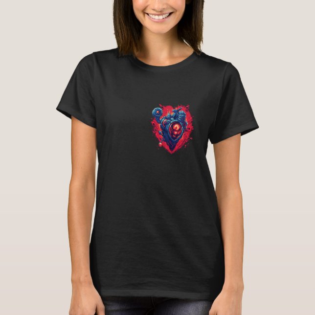 T-shirt Anatomical Mechanical Heart with Laser Gun Cyberpu (Devant)