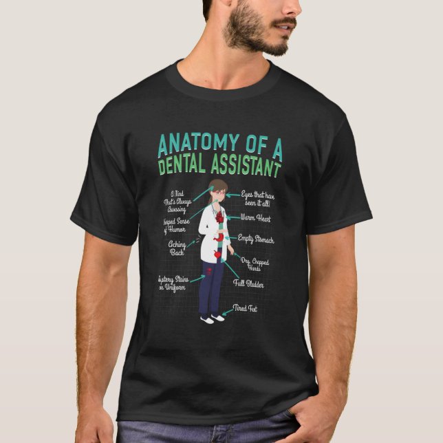 T-shirt Anatomie D'Adjoint Dentaire De Dentiste Hygiéniste (Devant)